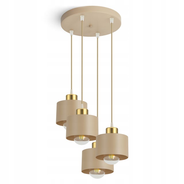 Lampa sufitowa wisząca żyrandol kaszmir ecru beżowa 485-EZ4 salon stół LED