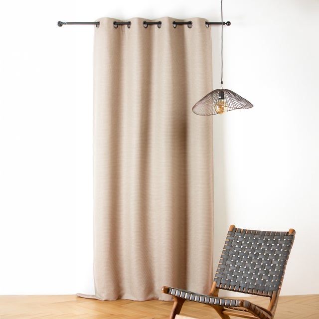 Rideau phonique coton et chanvre tressage naturel - Beige - 140x240 cm - Coton