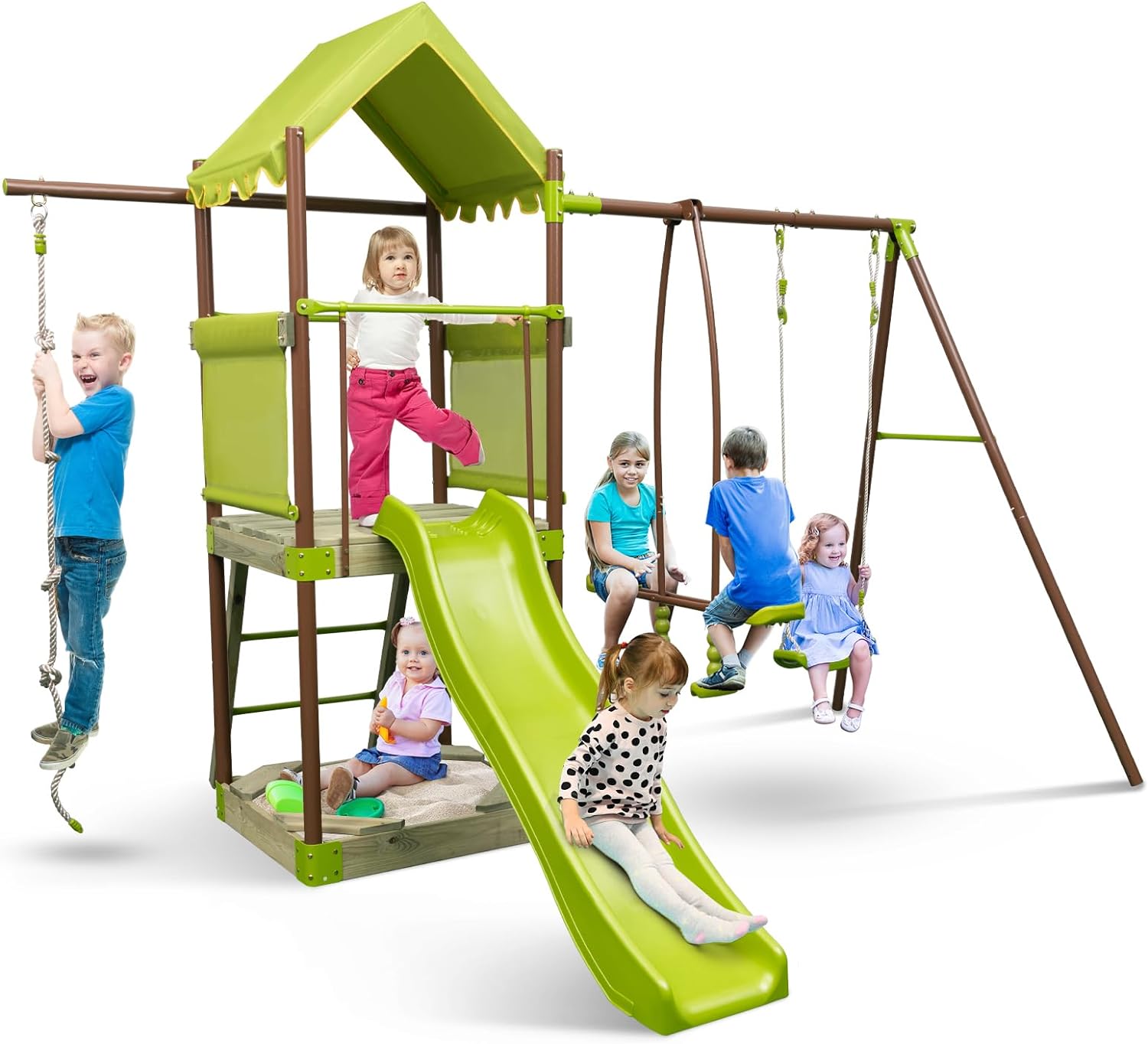 LZQ 4 en 1 Toboggan pour Enfants en Plastique Aire de Jeux avec panier de basket-ball, échelle d LZQ 4 en 1 Toboggan pour Enfants en Plastique Aire de Jeux avec panier de basket-ball, échelle d