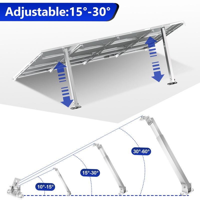 Lot de 2 supports de fixation pour centrale électrique de balcon Angle d'inclinaison 0-60° Longueur réglable - 3