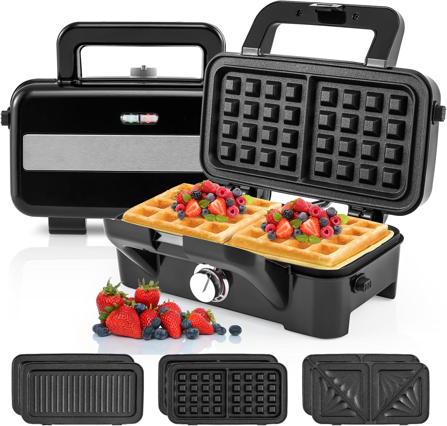 Urządzenie 3w1 do Kanapek Croque Monsieur, Gofrów i Panini, Elektryczne, z Regulowanym Termostatem i Zabezpieczeniem przed Przegrzaniem