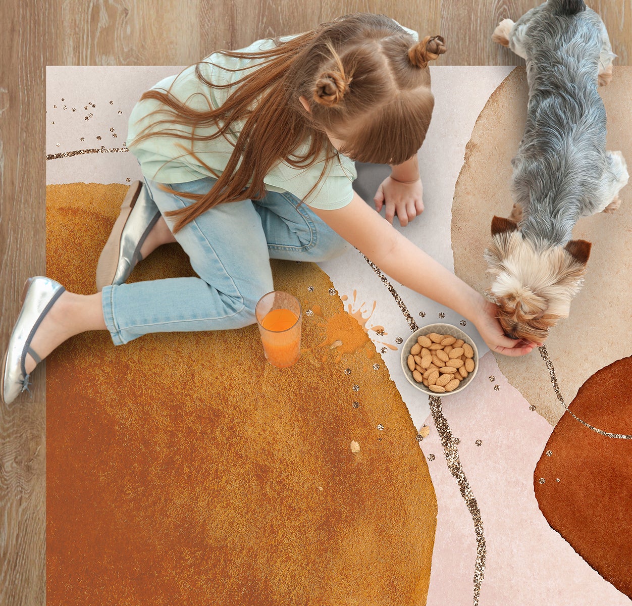 Tappeto antiscivolo in vinile Agata 133x200 cm - PVC stampato, lavabile, ignifugo, per salotto e cucina, stile moderno - 3