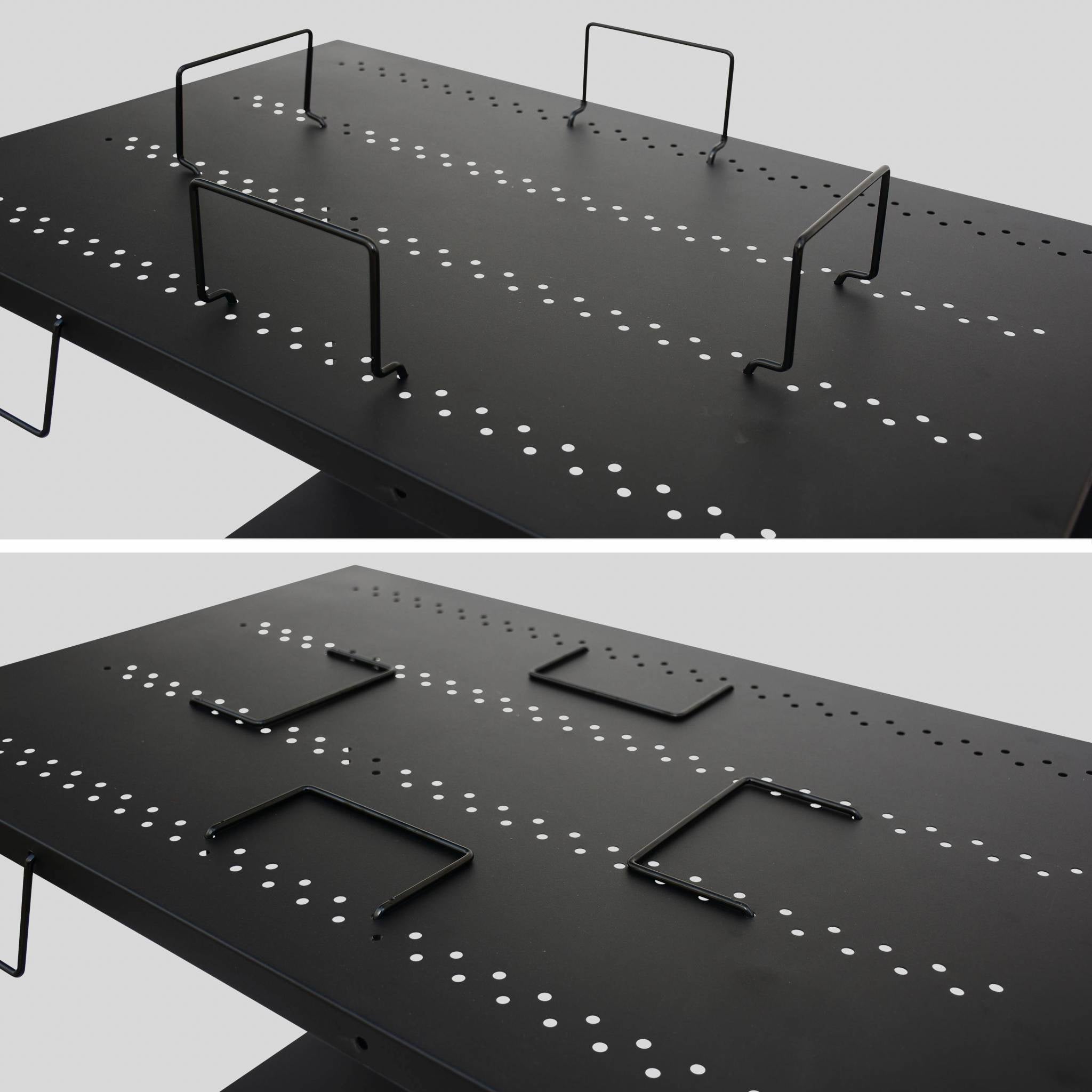 Desserte extérieure noire en acier modulable pour plancha avec deux roues - 6