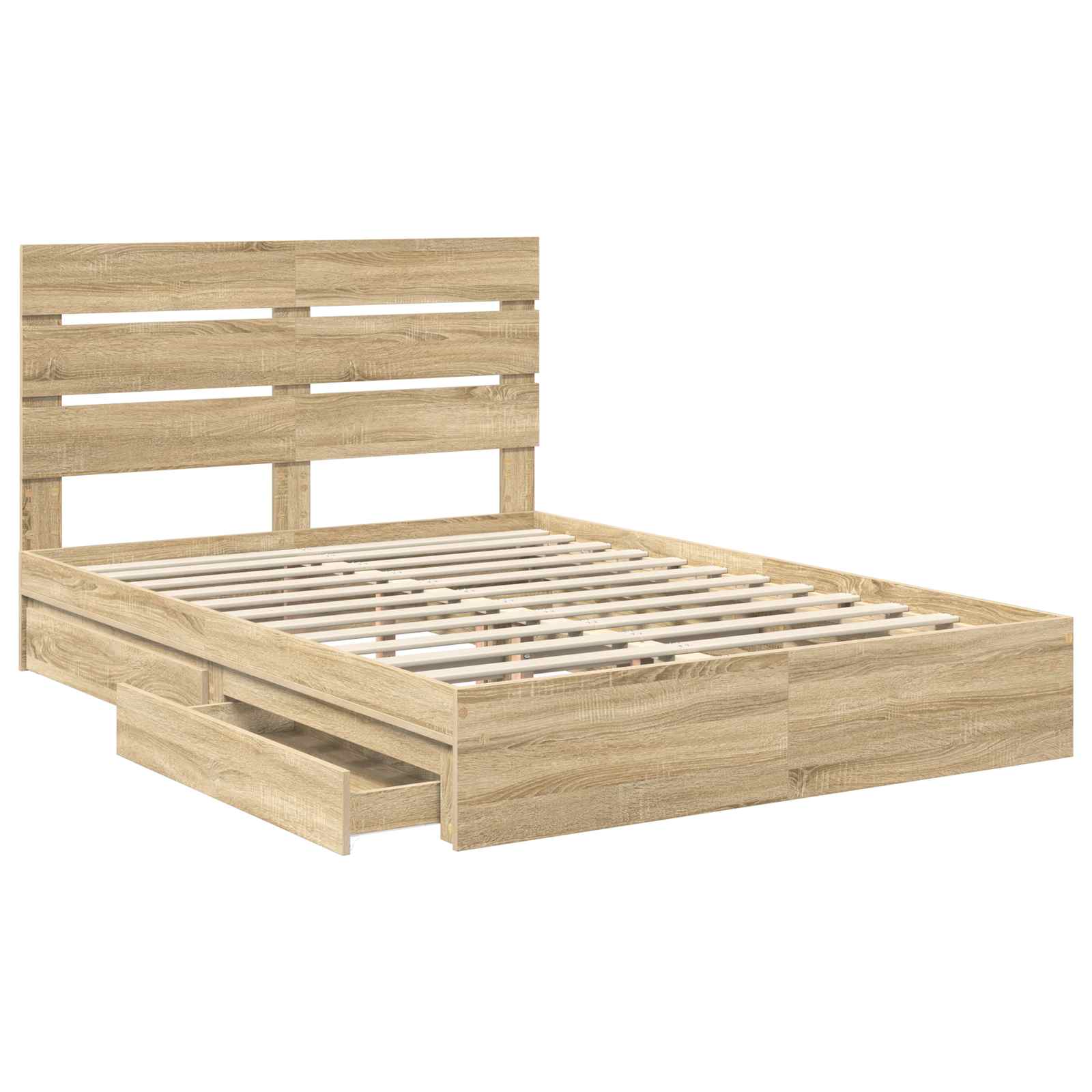 Lit de rangement chêne 140 x 200 cm panneau de bois - 5