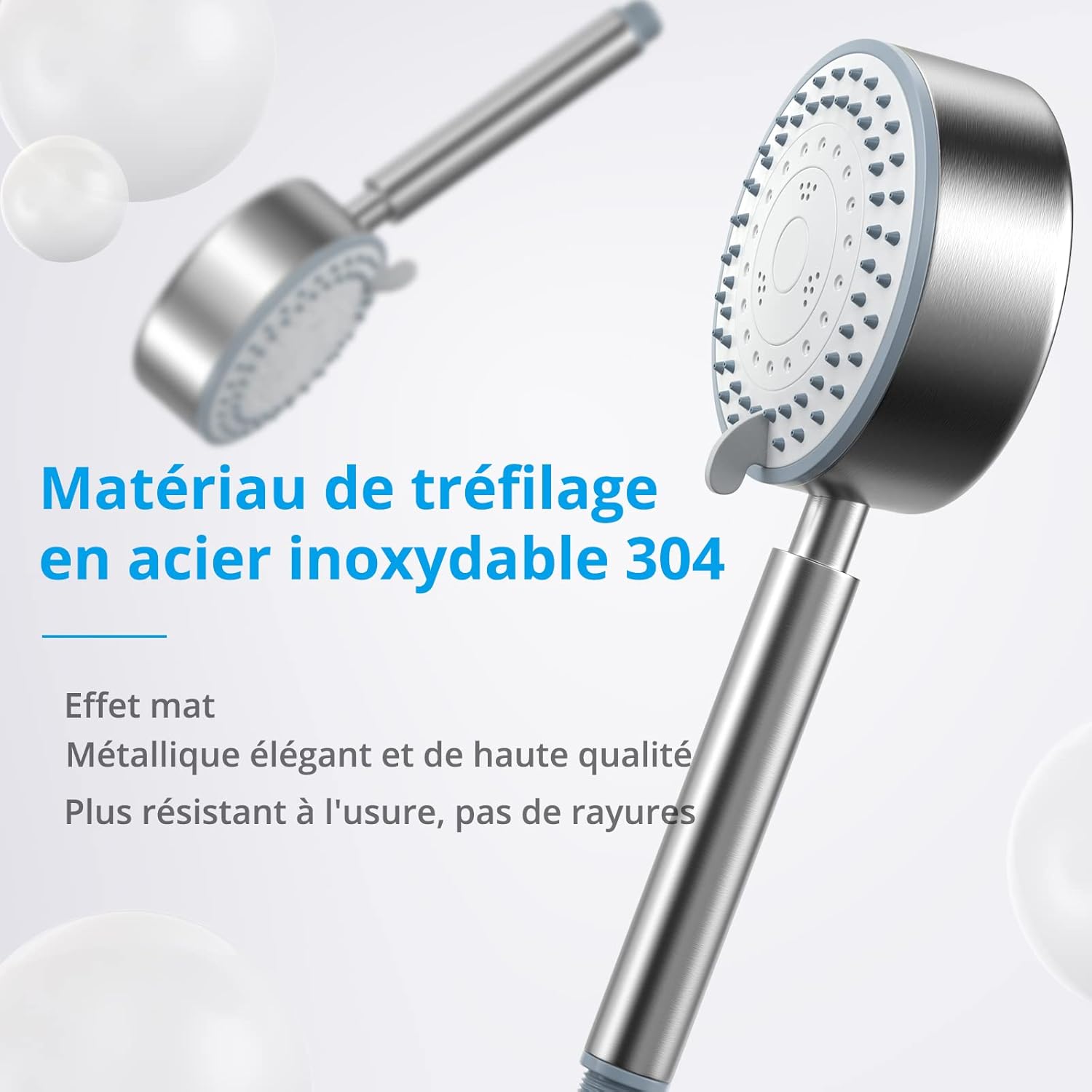 Pommeau de douche, pommeau de douche à économie d'eau sans tuyau Pommeau de douche à économie d'eau à haute pression en acier inoxydable 304 facile à - 2