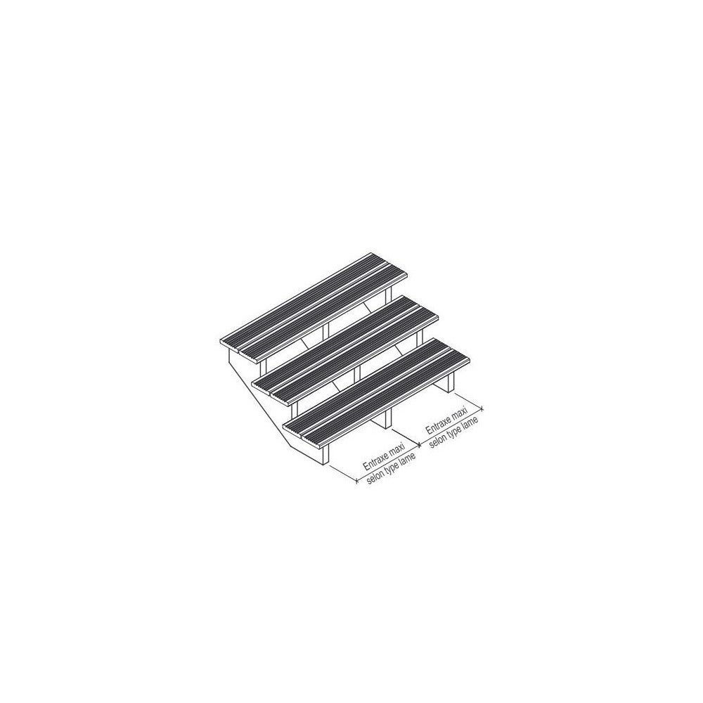 Escalier Bois Exterieur - 3 Marches Pleines - Largeur : 1m20 - Hauteur : 51cm - Avec Contremarches - Pin du Nord - Traité Autoclave - 4