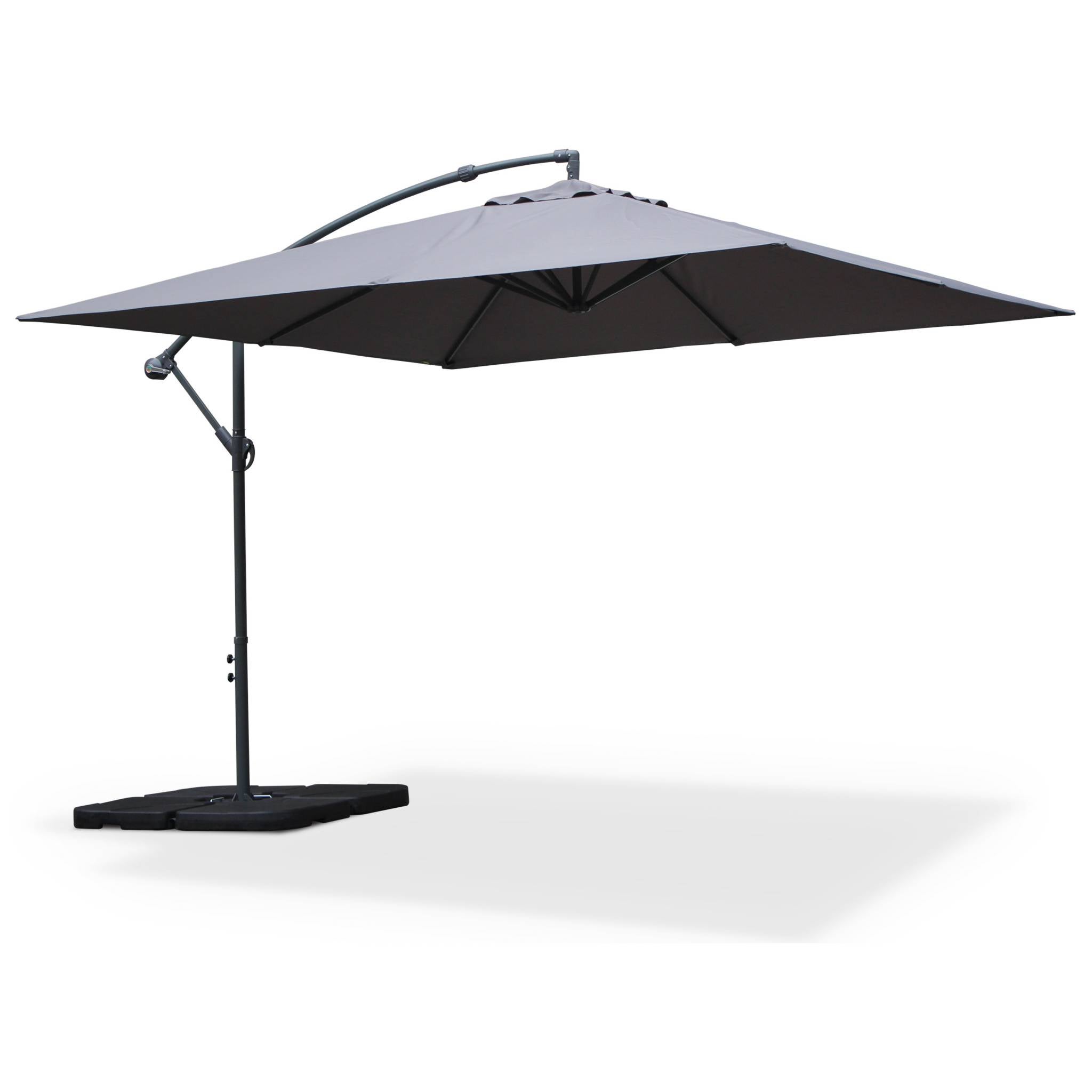 3x3m guarda-sol quadrado offset, Hardelot, Cinza, 300x295x250 cm - 3
