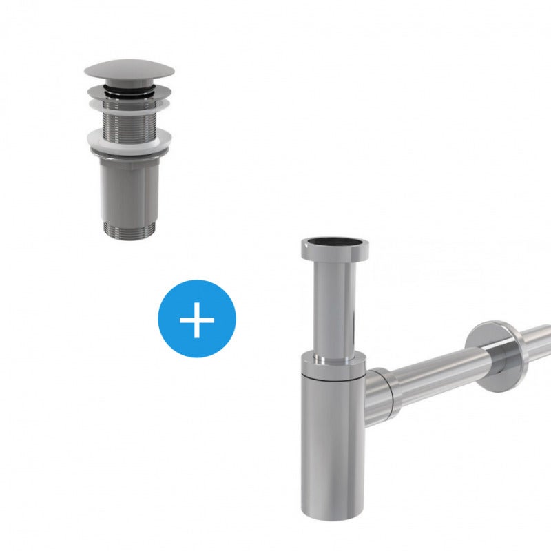 Sifón Universal Para Lavabo Y Lavabo 1 1/4 X 32 Mm, KEOKBON Syphon & Pop Up Válvula Desagüe Con Rebosadero Desagüe Tapón Olor Apertura De Limpieza