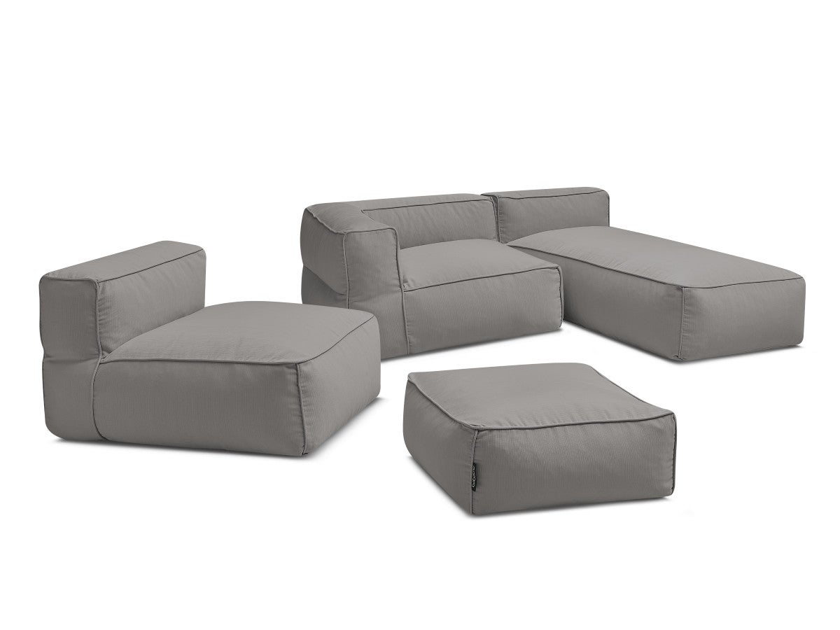 BOBOCHIC Canapé de jardin modulable GIULIA avec bâche de protection, 1 chauffeuse 1 place, 1 angle, 1 méridienne et 1 pouf Gris foncé - 5