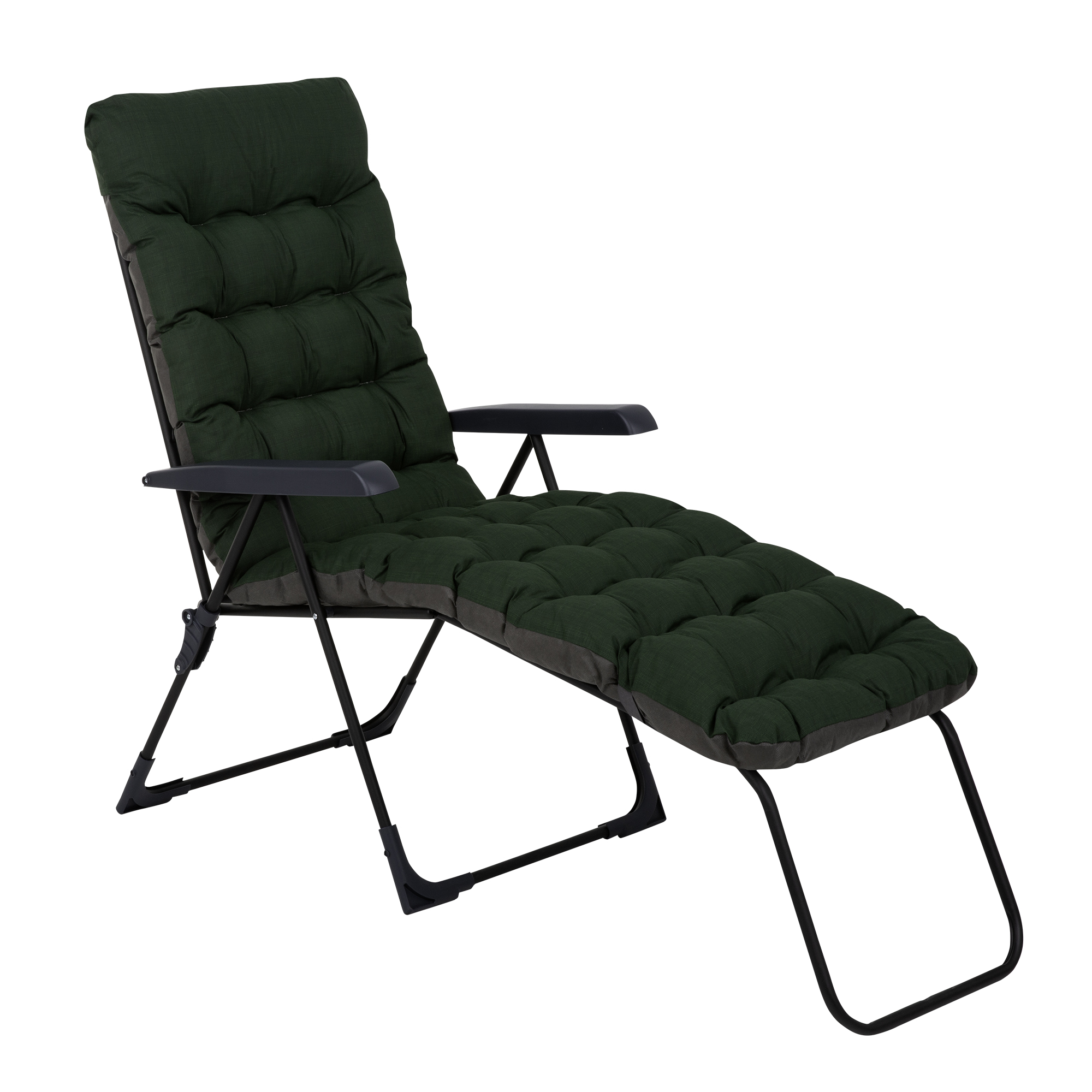 Leżak ogrodowy z podnóżkiem Setenil Black Edition butelkowa zieleń Patio