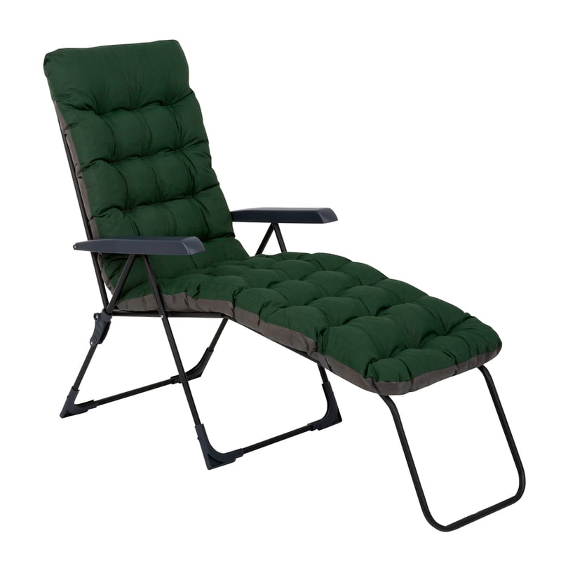 Leżak ogrodowy z podnóżkiem Setenil Black Edition butelkowa zieleń Patio