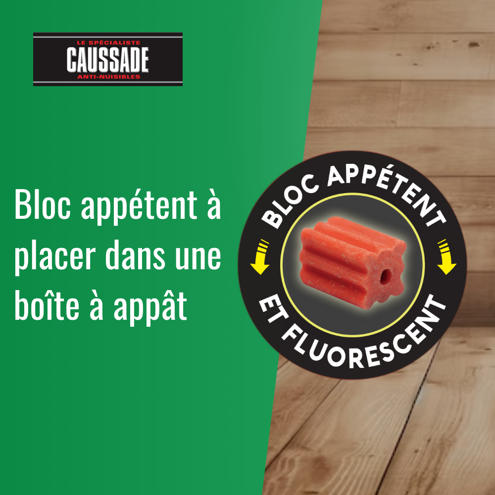 CAUSSADE Raticide Canadien - Anti Rats - Efficacité Radicale - Lieux Très Humides - 60 Appâts Fluorescents - Prêt à l'emploi - 1200g CARBLBF300X4 - 5