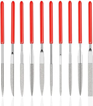 Set De 5 Limes Diamantées Revêtues Titane - Diamètre 3mm, Longueur 140mm, Pour Métal, Bois, Pierre (Manche TPU Confortable)