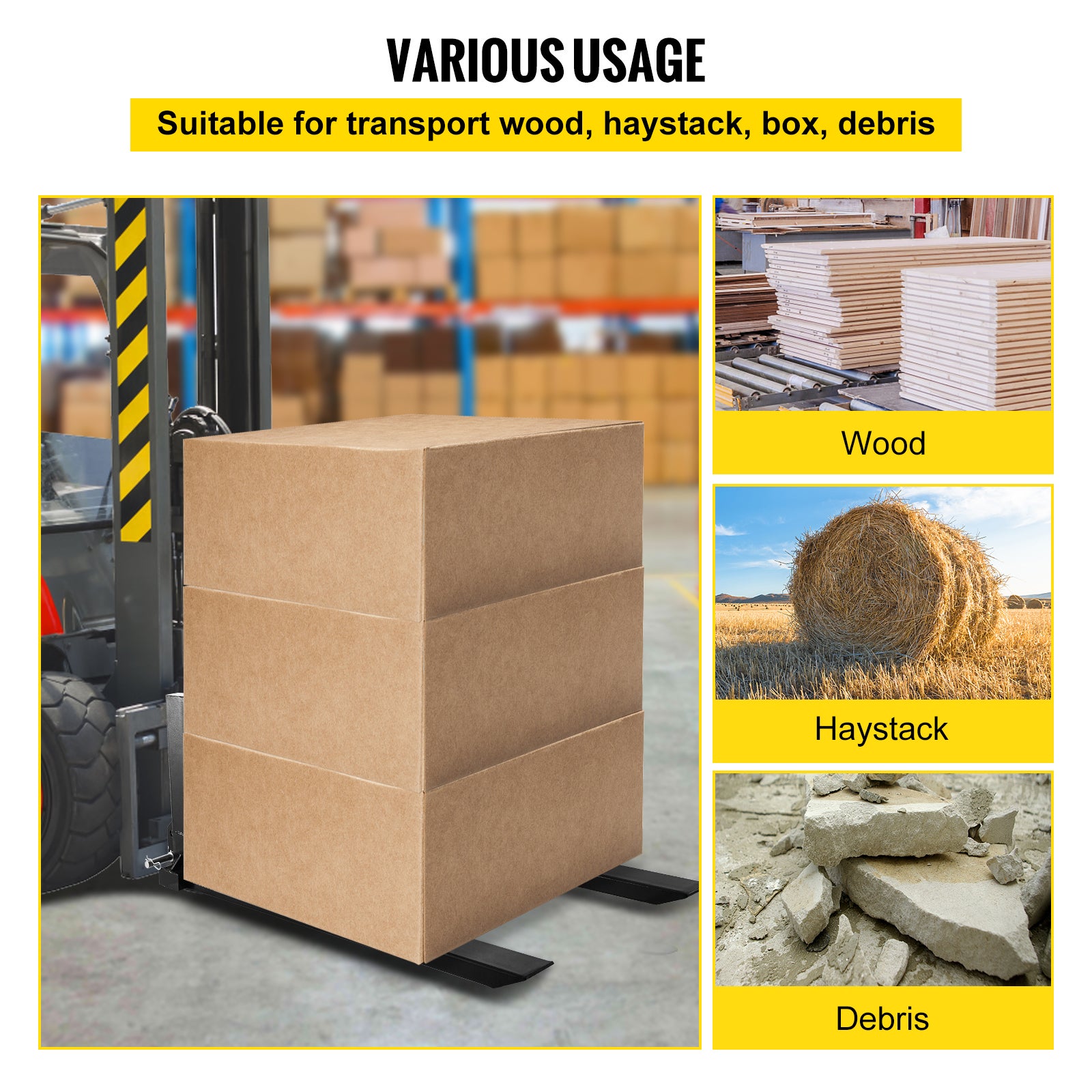 élévateur palette 1T,VEVOR pour chariot élévateur de 1000kg,fourche à palette pour élévateur de palette,attelage 3 points tout en acier,2200 lb - 6