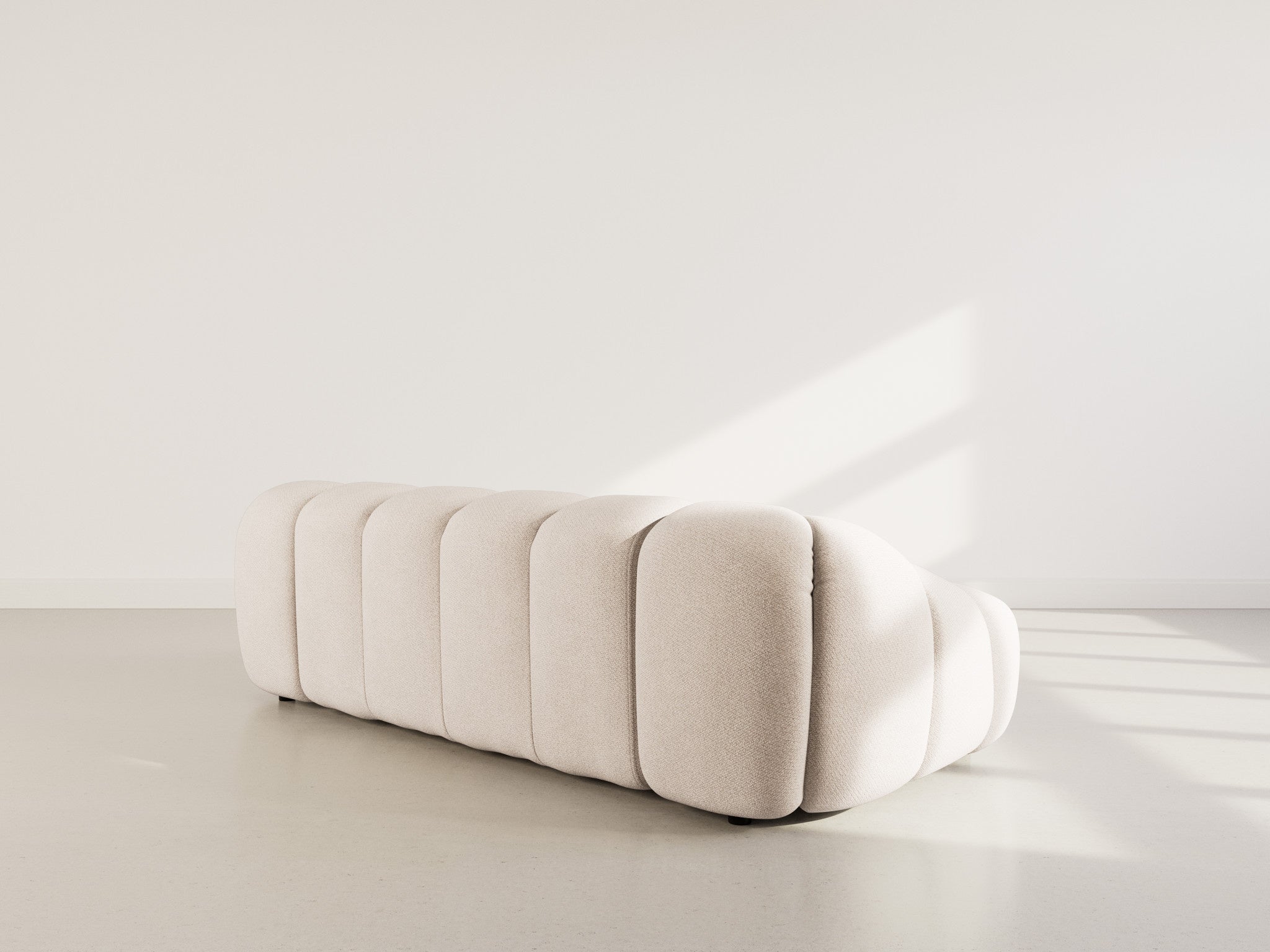 Canapé droit 3 places en velours texturé beige - AVA - Best Mobilier - 5