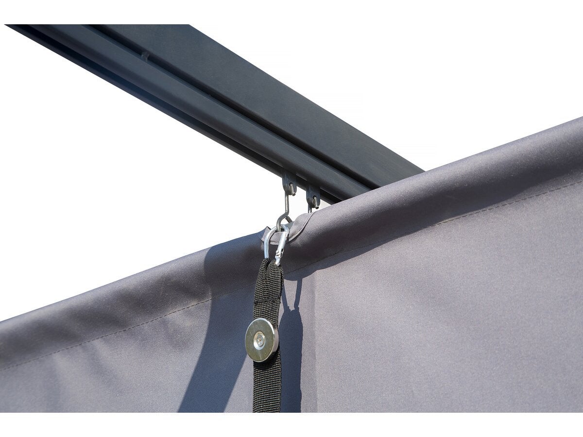 Pergola adossée avec toit rétractable - 3 x 4 m - Gris anthracite - 6