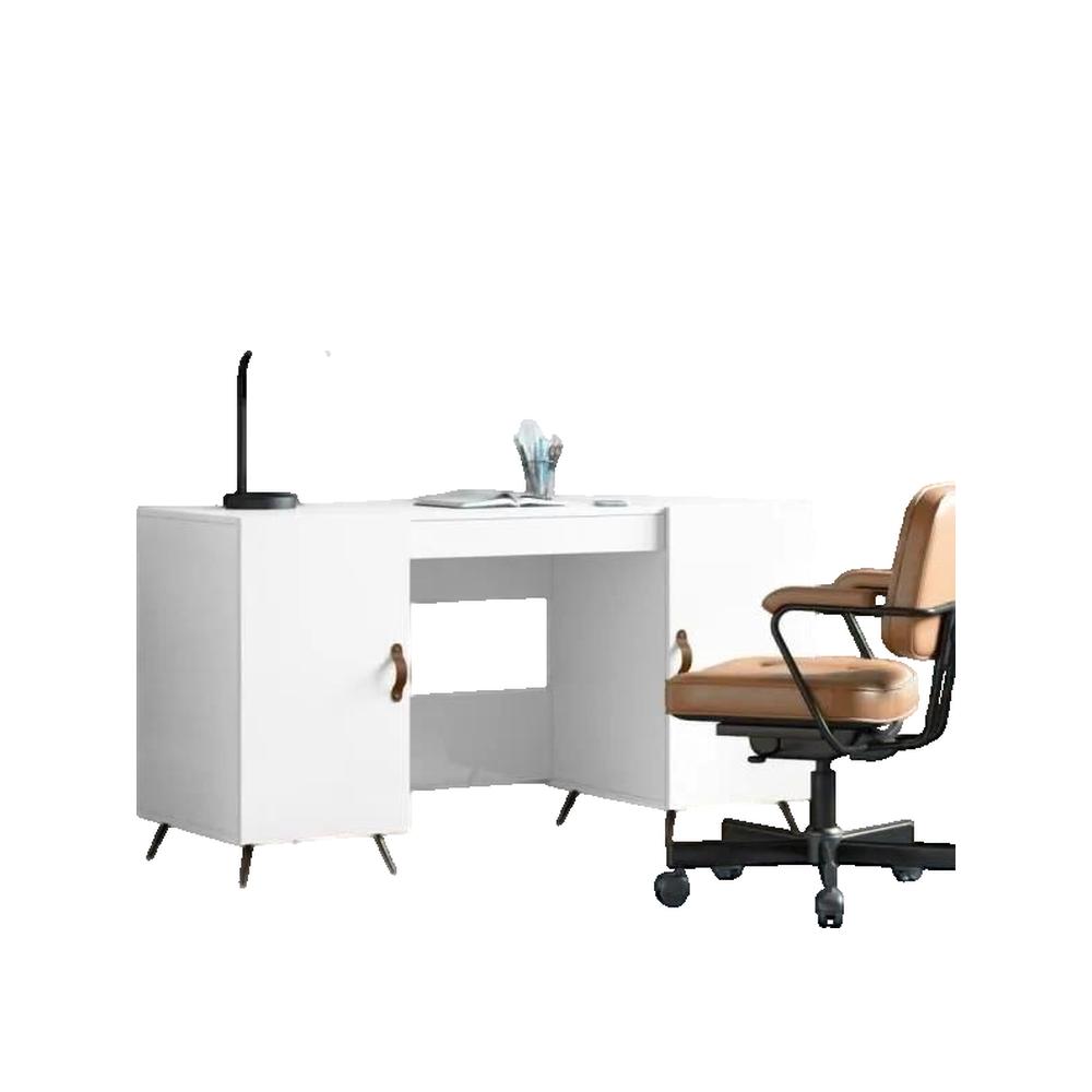 Biurko vidaxl z drewna inżynieryjnego białe błyszczące 140x50x75 cm z nogami z żelaza