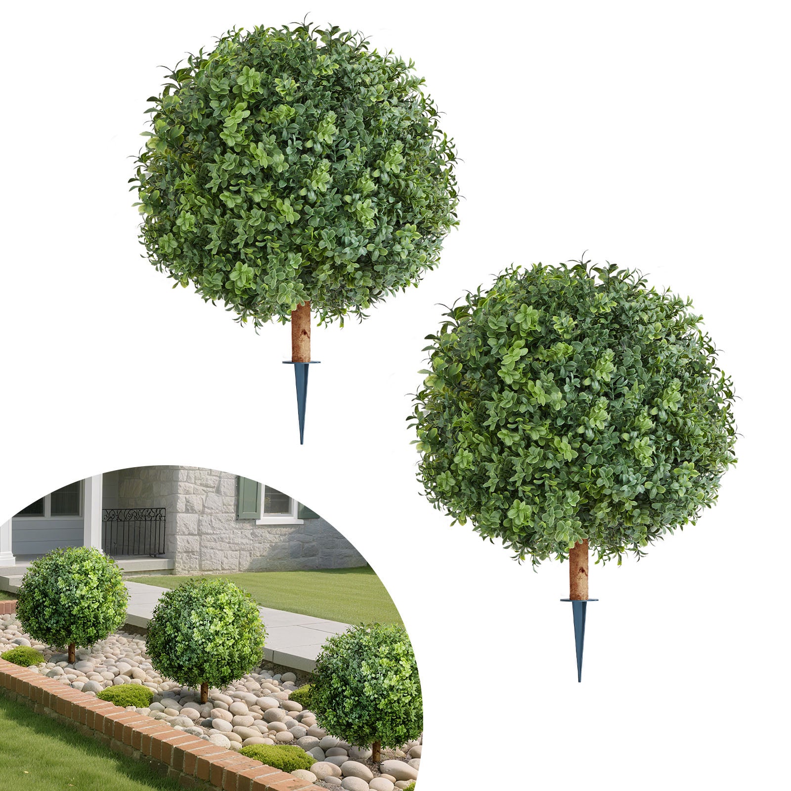 Sztuczne kule topiary VEVOR 55 cm 2 szt PE realistyczne krzewy dekoracyjne do ogrodu wejścia tarasu balkon bez konserwacji