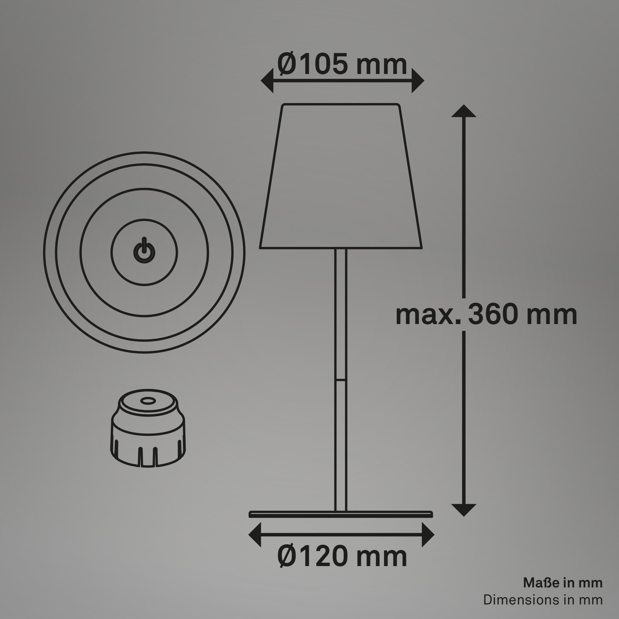 Lampe de table - Brilo unplugged RGB avec adaptateur bouteille - IP44 - 120x360mm - Beige - 2,5W / 200lm - Briloner - 8