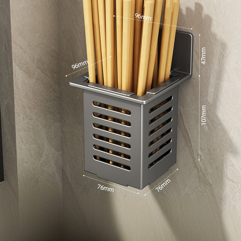 Panier à Baguettes en Acier Inoxydable pour Ustensiles de Cuisine, Support Mural Gris Foncé, 15.4*9.6*9.6 cm - 6