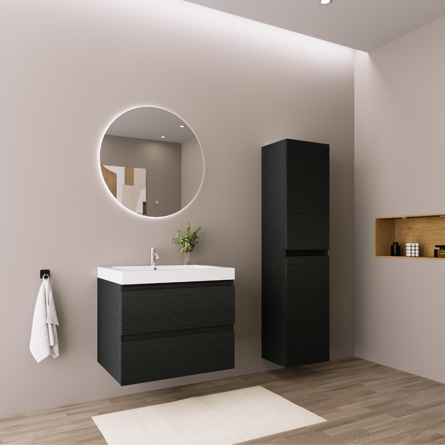 LOMAZOO colonne salle de bain Marbella chêne noir - 140cm - 2