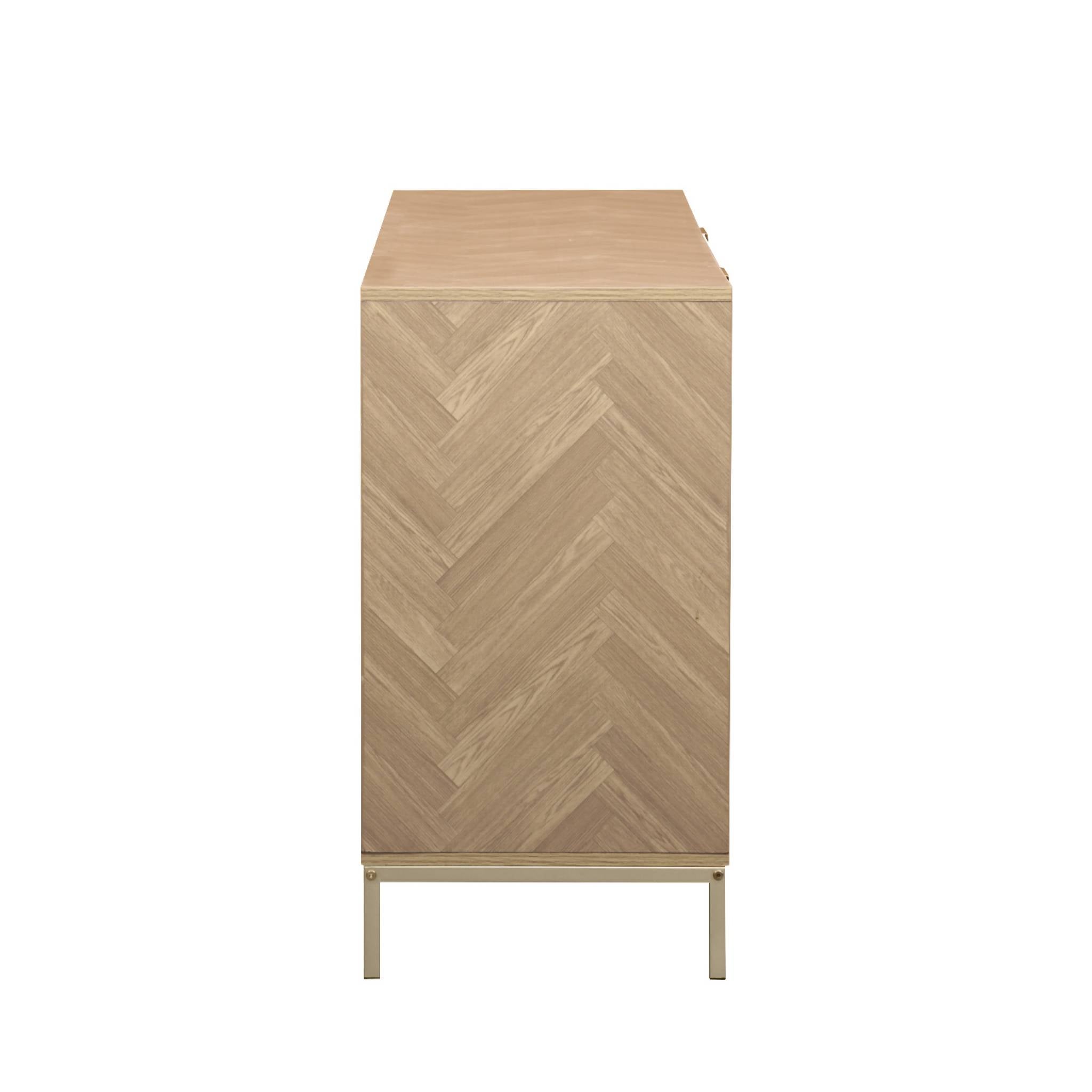 Credenza effetto spina di pesce a 2 ante, 160cm, Marrone naturale - 7