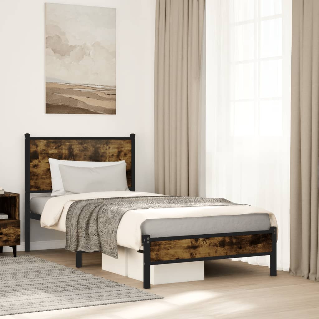 Łóżko Metalowe Czarne Rama łóżka Ze Stelażem Łóżko Do Sypialni Pokoju 80x200 cm