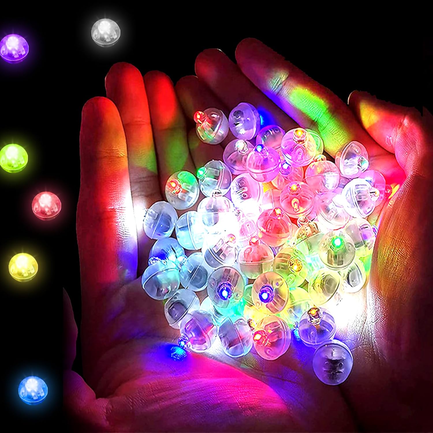 Zestaw 100 mini balonów świetlnych LED w różnych kolorach, idealny na Boże Narodzenie, Nowy Rok, wesela, do użytku wewnątrz i na zewnątrz