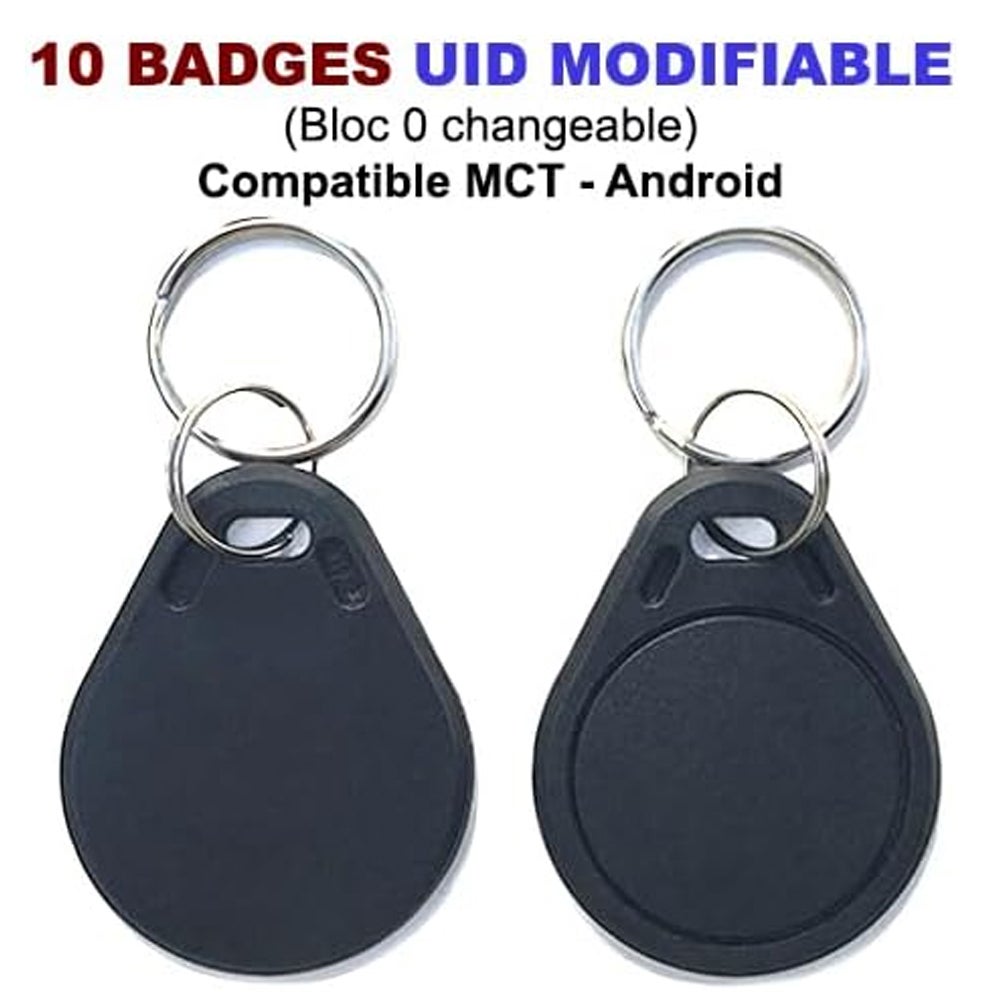 Lot de 10 Badges RFID 13.56Mhz | Programmable MCT Android | UID ...