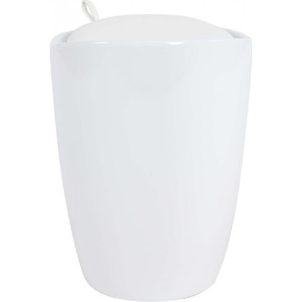 DecHome Pouf Contenitore Tondo in Plastica con Cuscino 36x50 cm colore Bianco - 3