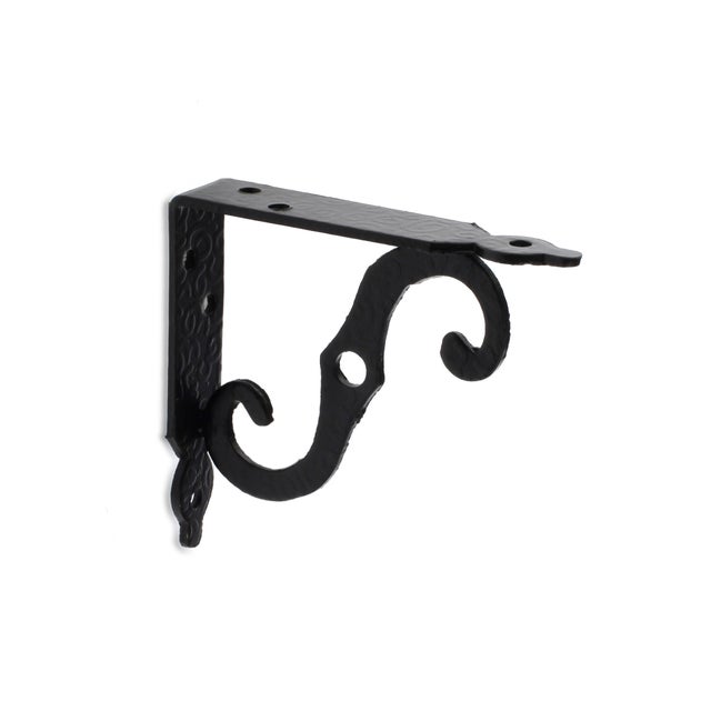 Support pour étagère en fer forgé | Style décoratif | Fabriqué en acier | Finition forgée noire | Dimensions 21*95*10extra fortm | Système de