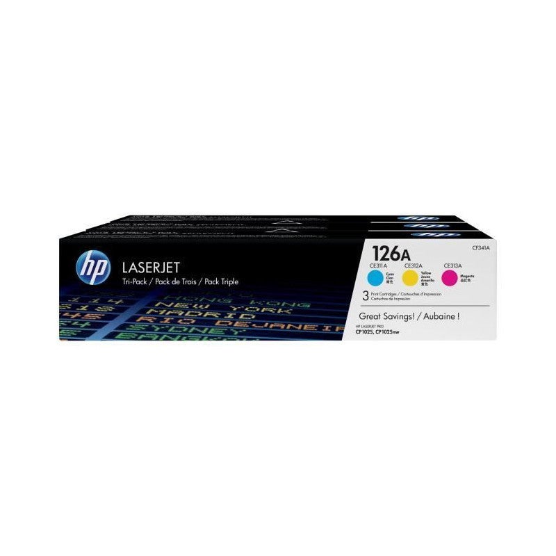 HP 126A pack de 3 toners cyan/magenta/jaune authentiques CF341A pour HP ...