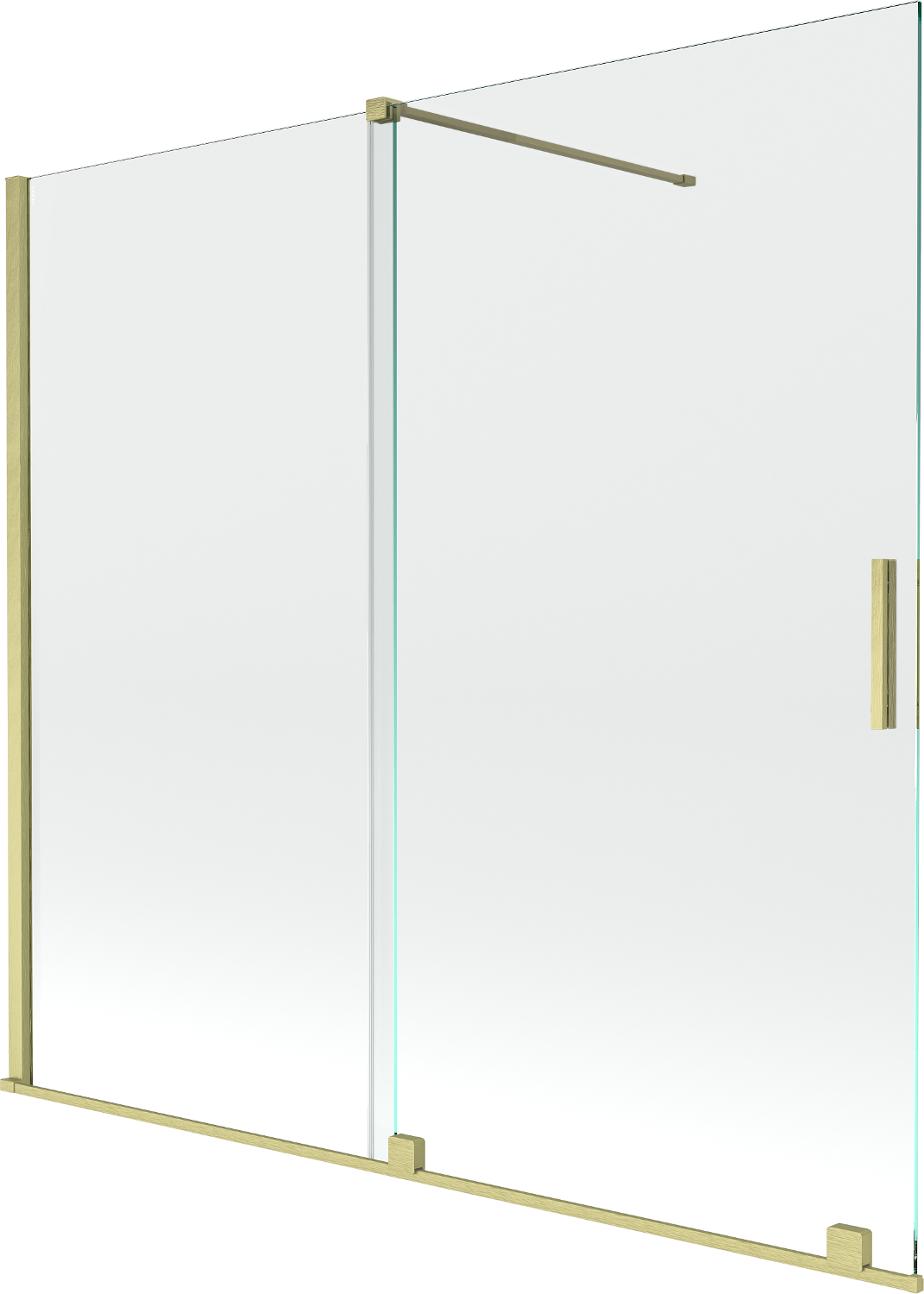 Mexen Velar parawan nawannowy 2-skrzydłowy rozsuwany 170 x 150 cm, transparent, złoty szczotkowany - 896-170-000-01-55