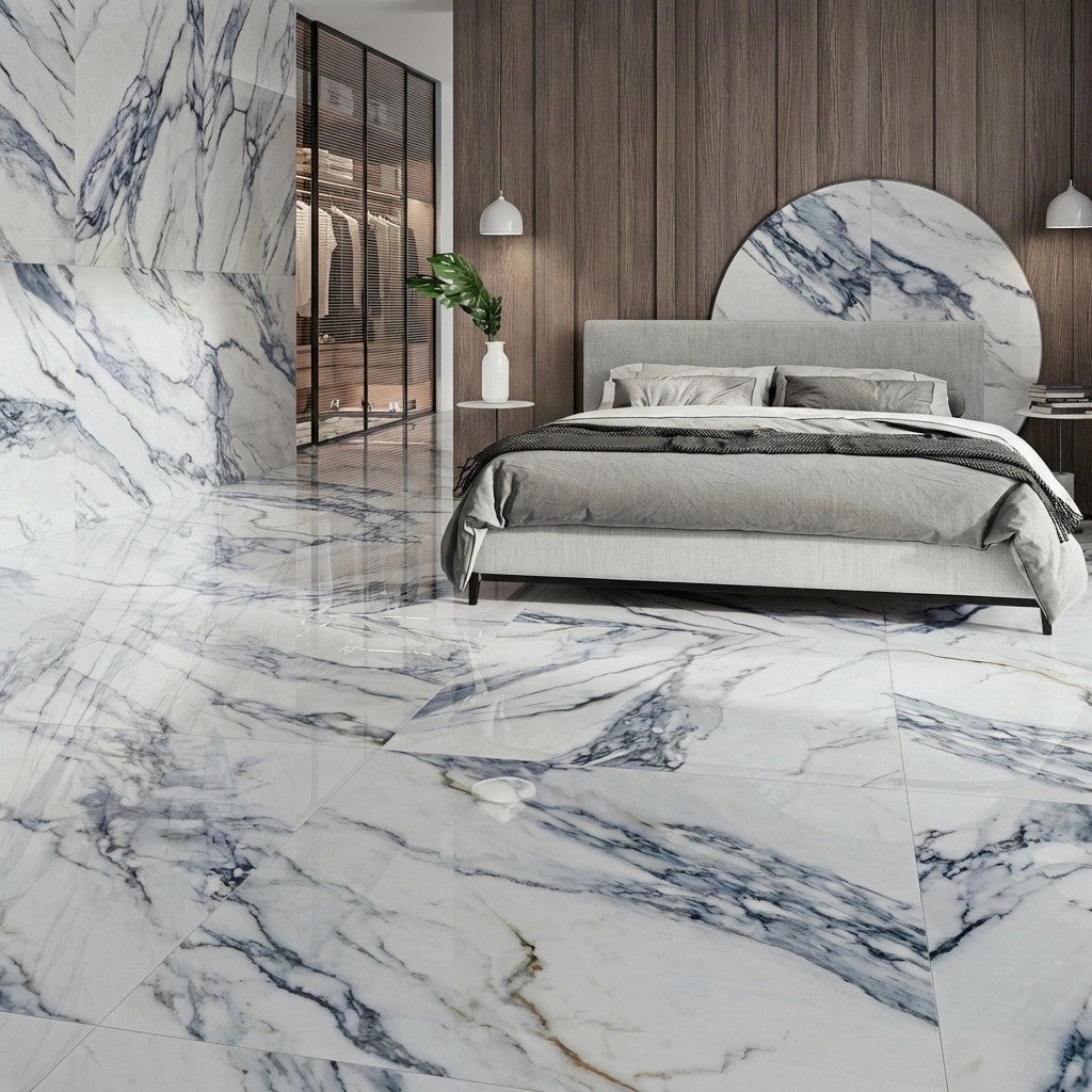 Carrelage sol poli effet marbre Bahia Bleu 60x120 cm - Réflex Boutique - 3