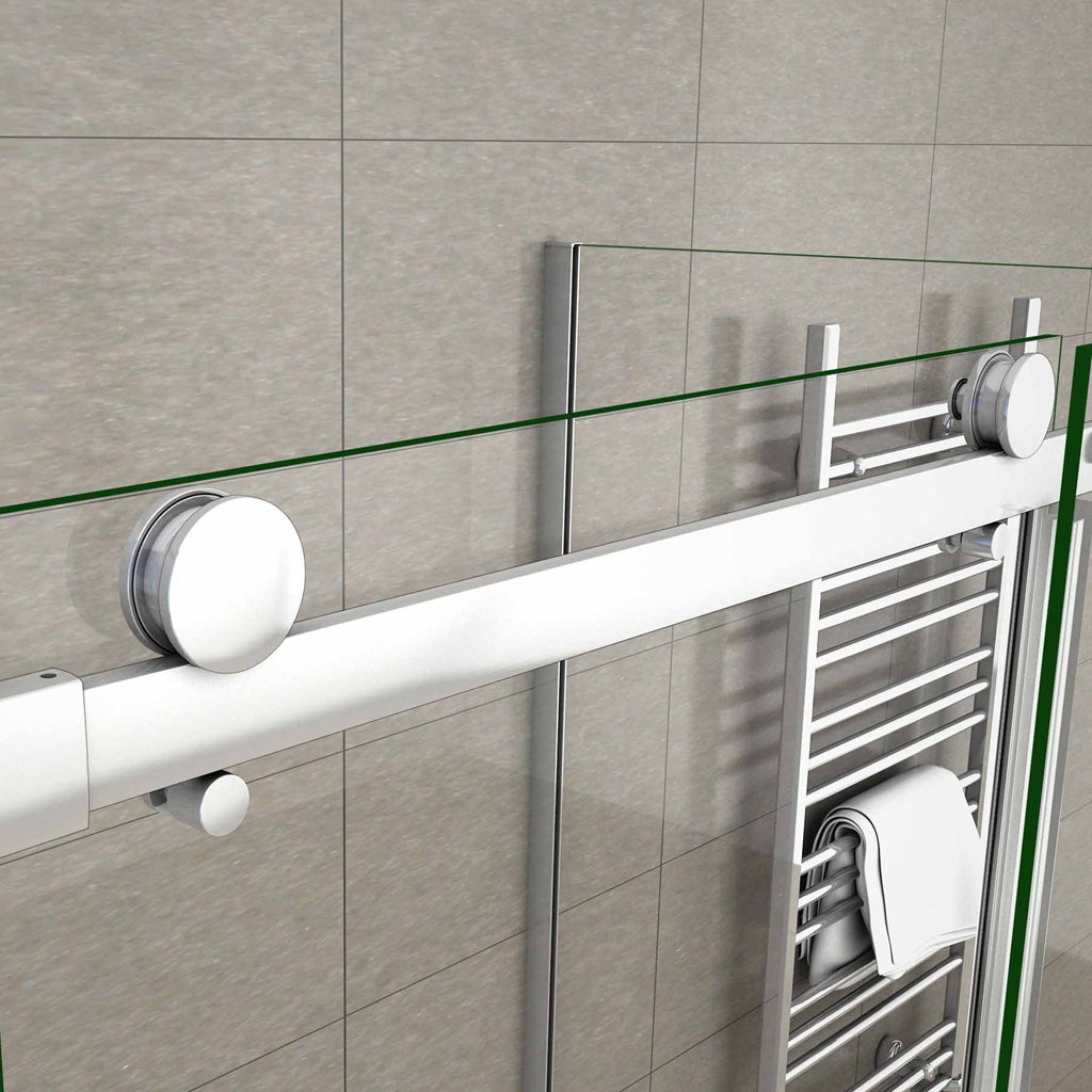 195 cm Box Doccia Angolare Porta Scorrevole con Parete Laterale 120x80 cm Vetro 8 mm Temperato Trasparente Anticalcare Telaio Cromato Lucido - 5