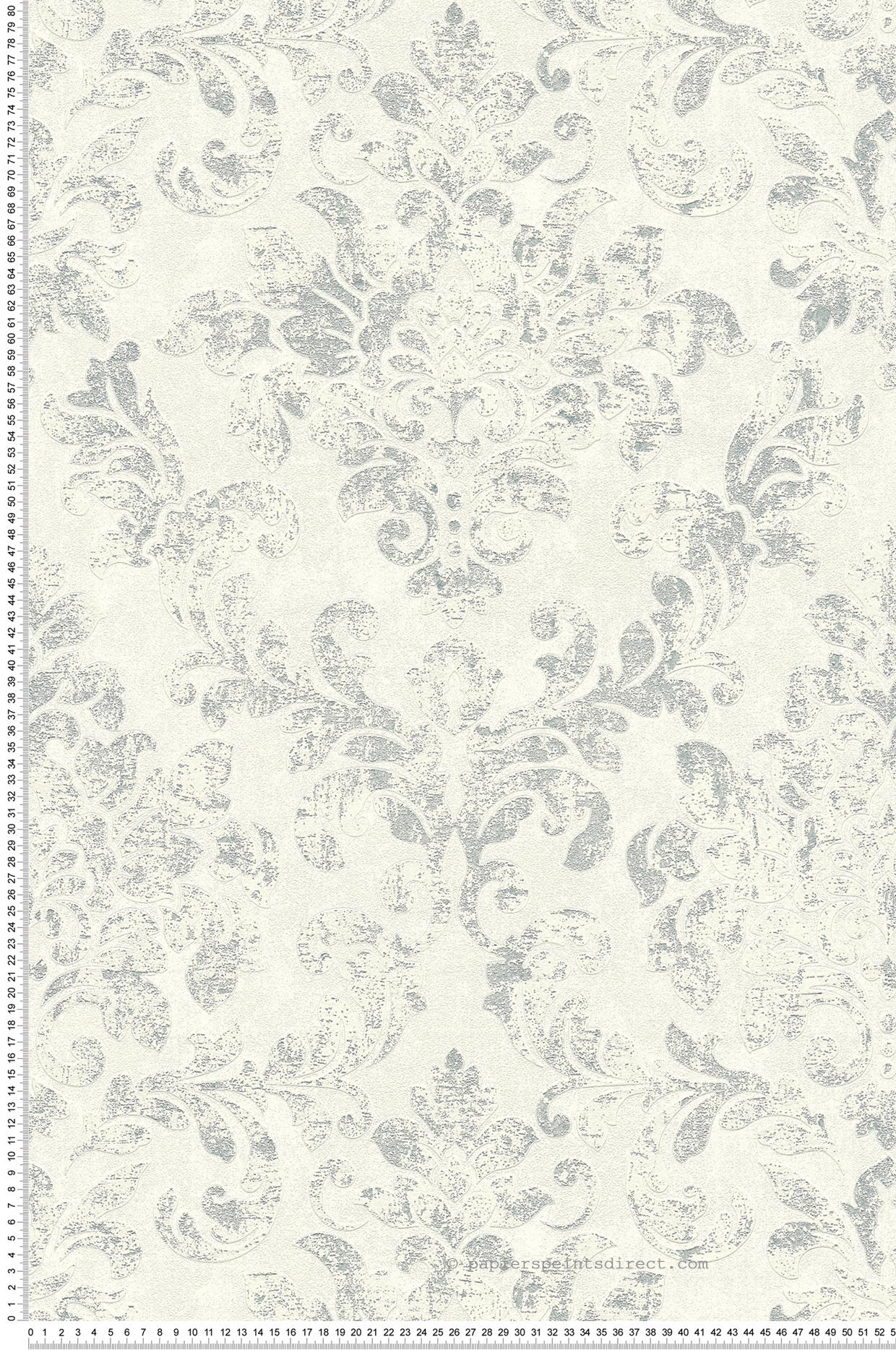 Papel pintado barroco blanco y plata - 53 cm x 10,05 m - a.s. création