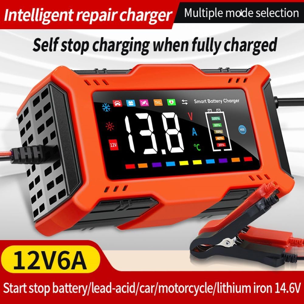 Chargeur De Batterie De Voiture De Moto Entièrement Automatique 12V 6A