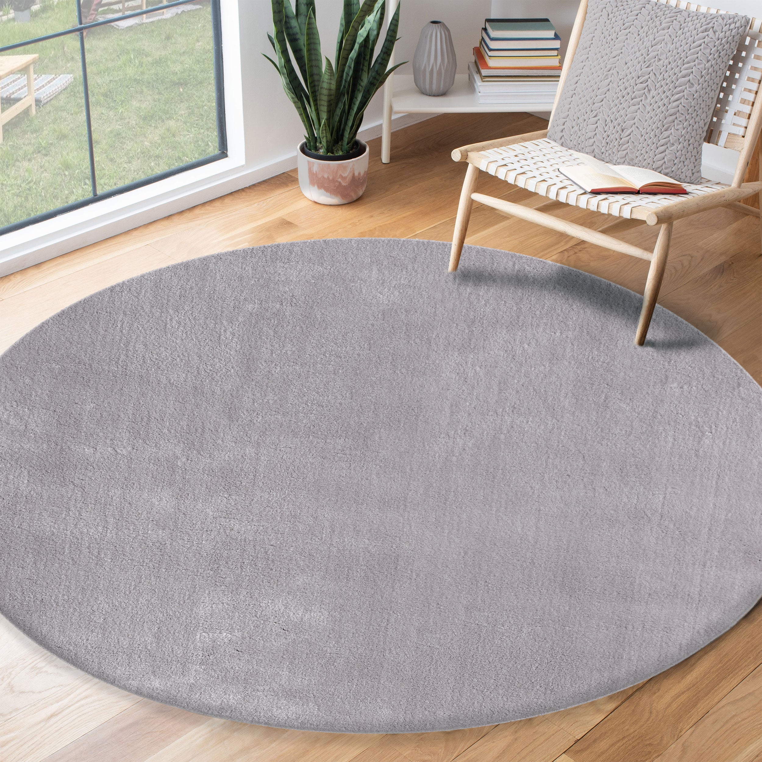 the carpet Relax tapis moelleux à poils courts, dessous antidérapant, lavable à 30 degrés, super soft, aspect fourrure, Gris, 200 cm - 2