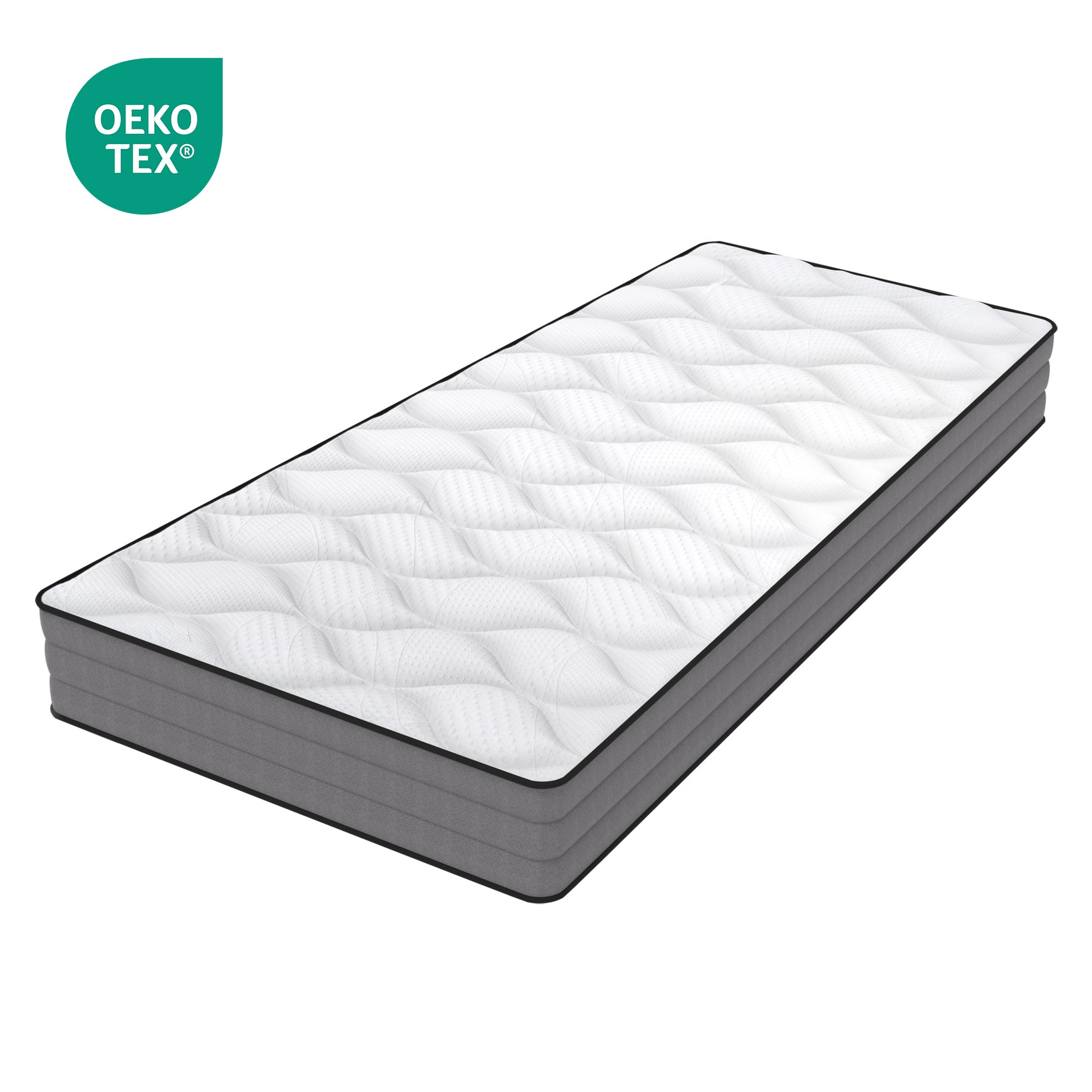 Materasso a molle insacchettate 160 x 200, certificato Oeko TEX, materasso viscoelastico 1000 molle e rivestimento in lyocell, altezza 20 - 8