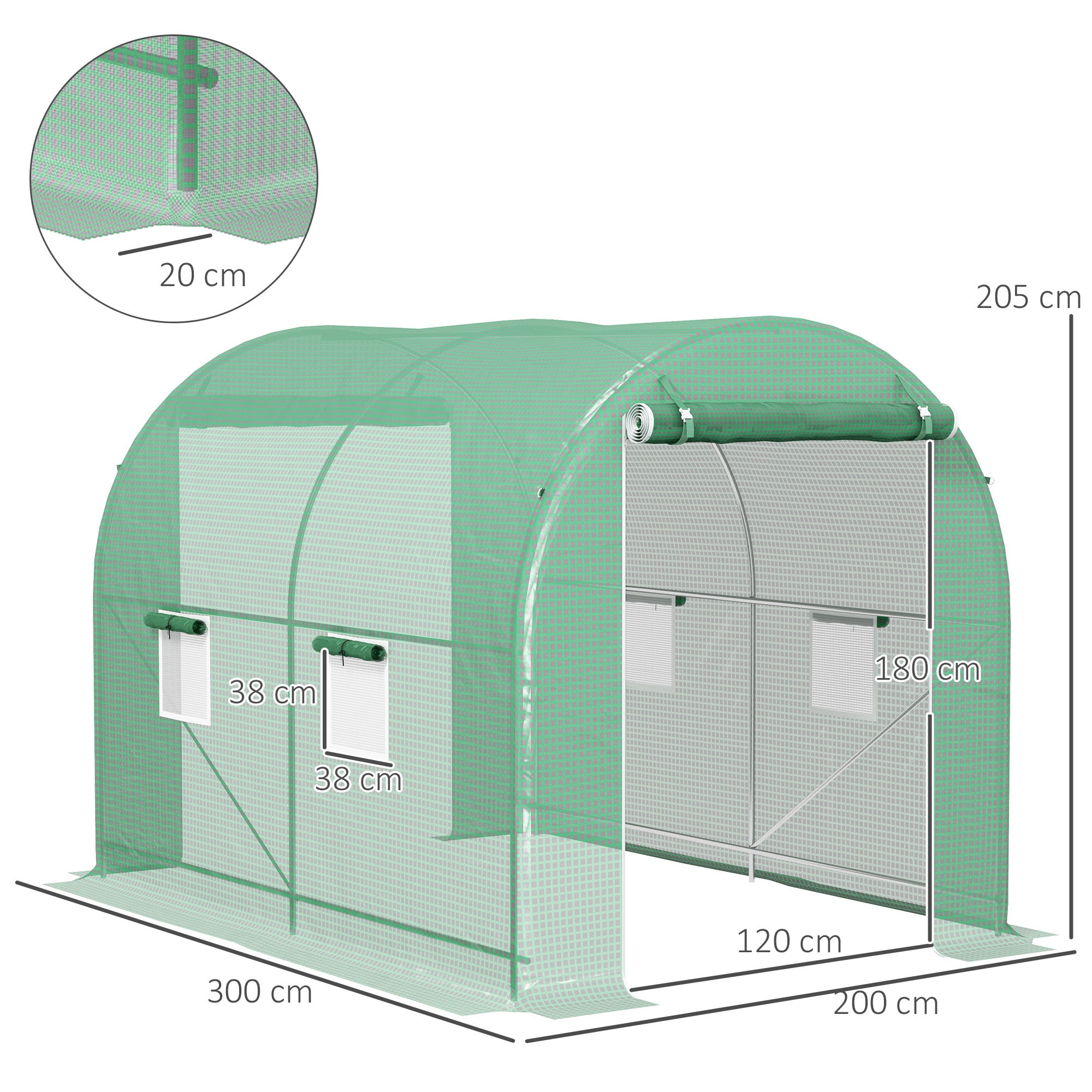 Serre tunnel de jardin métal 6 m² Outsunny - 3