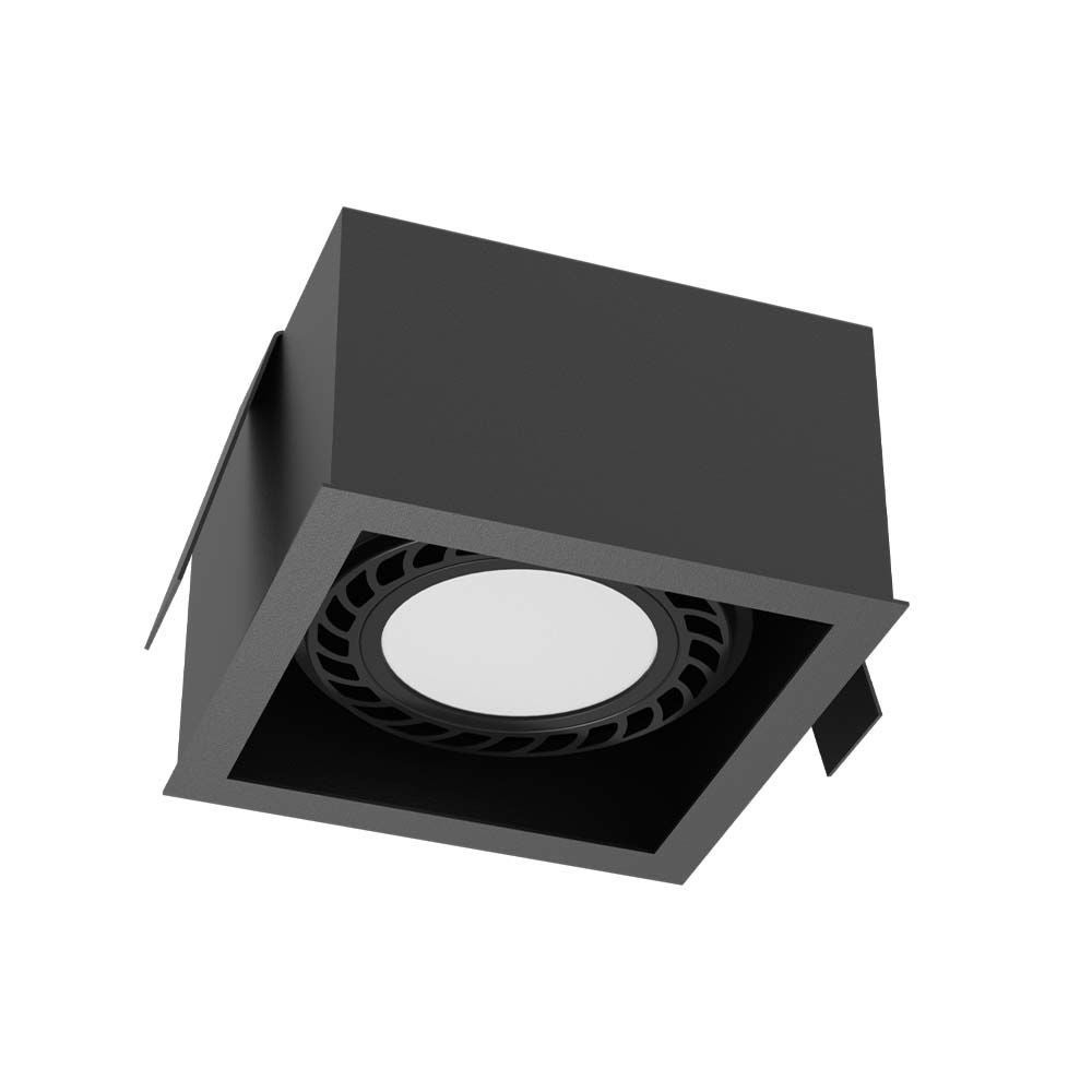 Oprawa sufitowa wpuszczana oczko Cage czarna 1xGU10x18W kwadratowa IP20 wym: 8,5 x 13,6 x 13,6 cm metal Brosline