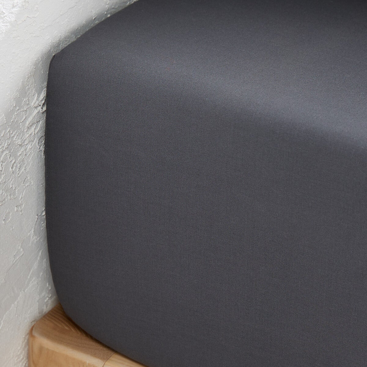 Drap housse en percale coton bonnet 30 cm Scenario - Carbone - 120 x 200 cm - 2