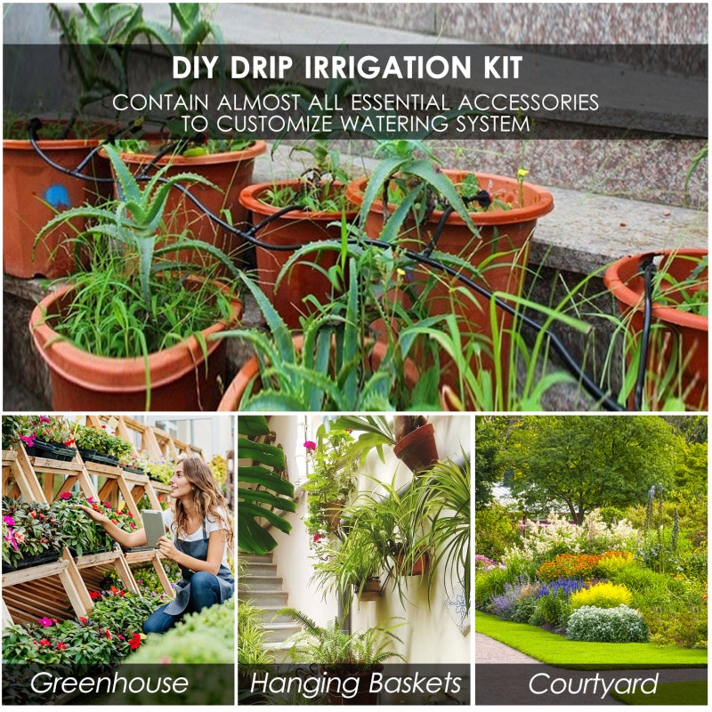 Le kit d'arrosage de jardin comprend un programmateur d'arrosage automatique et un tuyau d'arrosage/goutte-goutte/arroseur de 40 mètres, etc. - 3