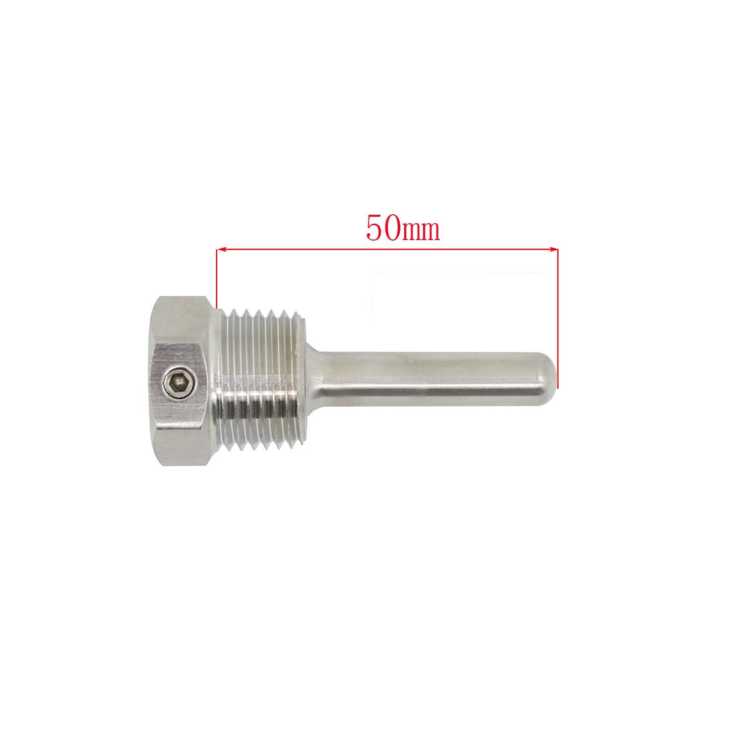 Pozzetto Termometrico In Acciaio Inox 201, Filettatura 1/2 NPT Interna Ed Esterna, Per Termometri Bimetallici, Protezione Da Pressione E Corrosione, Lunghezza 12,1 Cm
