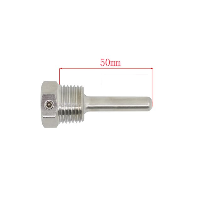 Pozzetto Termometrico In Acciaio Inox 201, Filettatura 1/2 NPT Interna Ed Esterna, Per Termometri Bimetallici, Protezione Da Pressione E Corrosione, Lunghezza 12,1 Cm