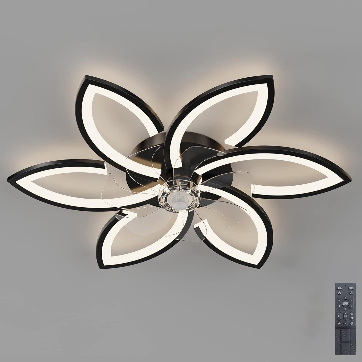 AHWEKR Ventilatore da soffitto con Luce con Telecomando, LED Dimmerabile Lampada da soffitto Moderno Illuminazione per Soggiorno Camera da Letto, Regolabile 6 velocità, Nero 40CM AHWEKR Ventilatore da soffitto con Luce con Telecomando, LED Dimmerabile Lampada da soffitto Moderno Illuminazione per Soggiorno Camera da Letto, Regolabile 6 velocità, Nero 40CM
