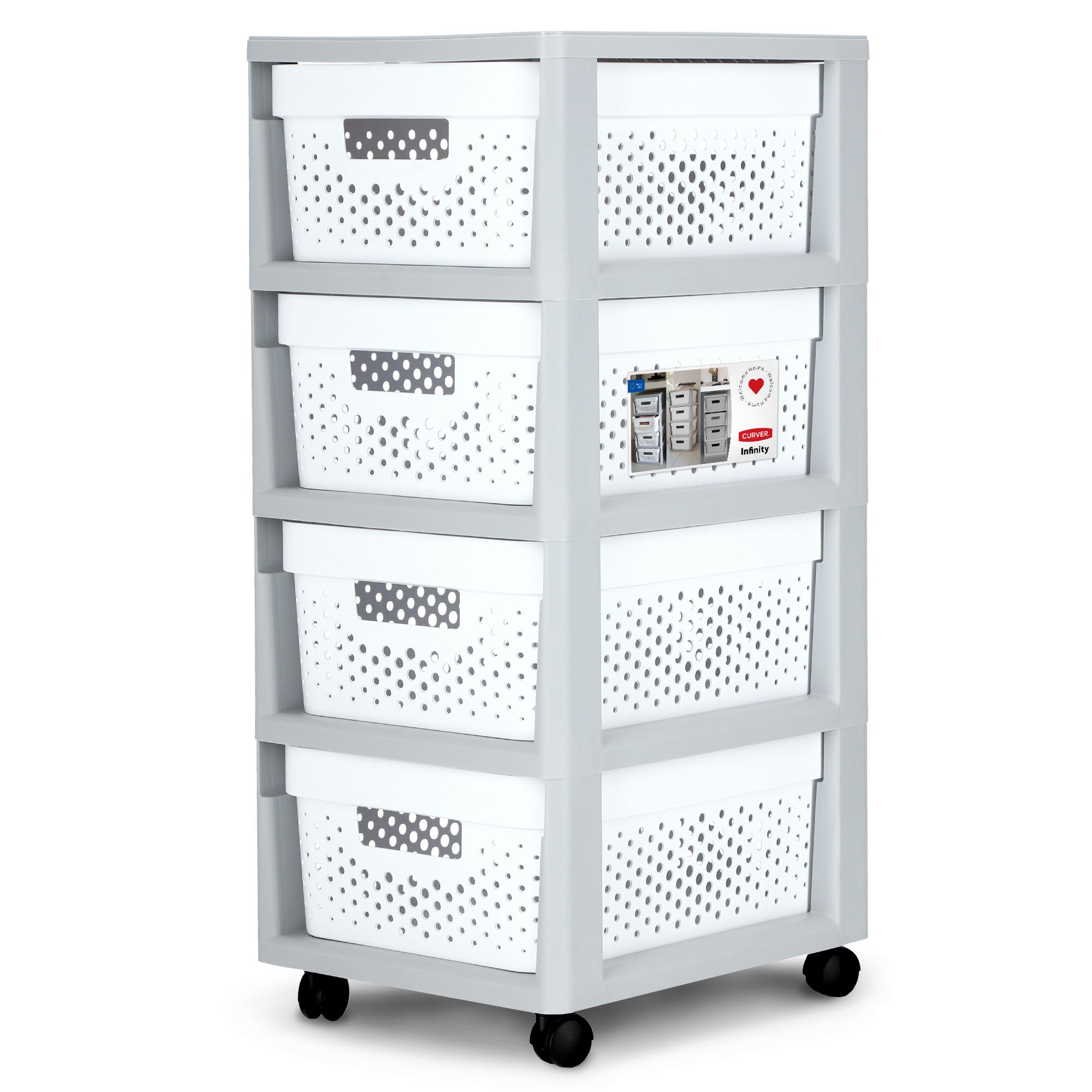 Regał ażurowy INFINITY 4x11 L szaro biały Curver