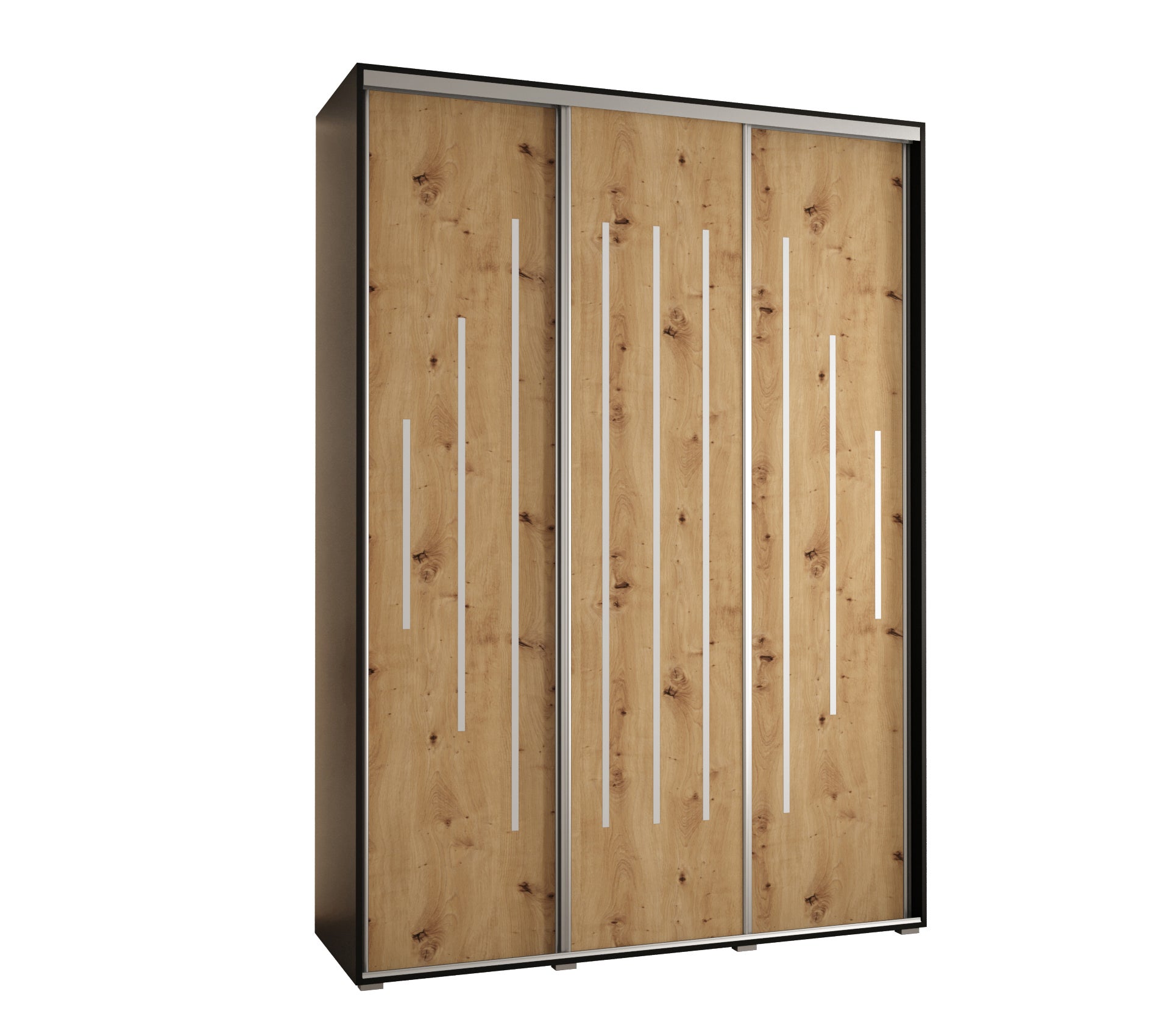 Szafa przesuwna wysoka Davos 12 180 x 45 x 235,2 cm czarny + artisan + u. srebrny - Abiks Meble