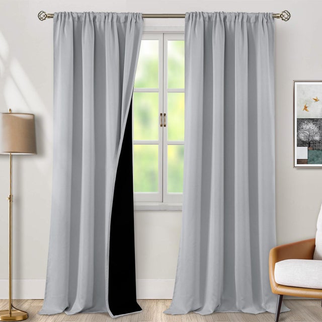 Bujasso Tende oscuranti color argento, lunghezza 137 cm, blocco della luce, per camera da letto, soggiorno, riduzione del rumore, tende argentate, set di 2 pannelli con occhielli nella parte