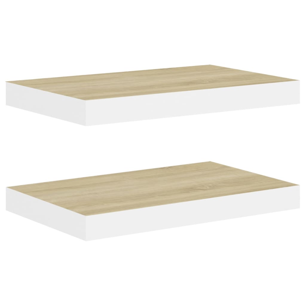 Étagères flottantes 2 pcs chêne et blanc 50x23x3,8 cm MDF vidaXL - 2
